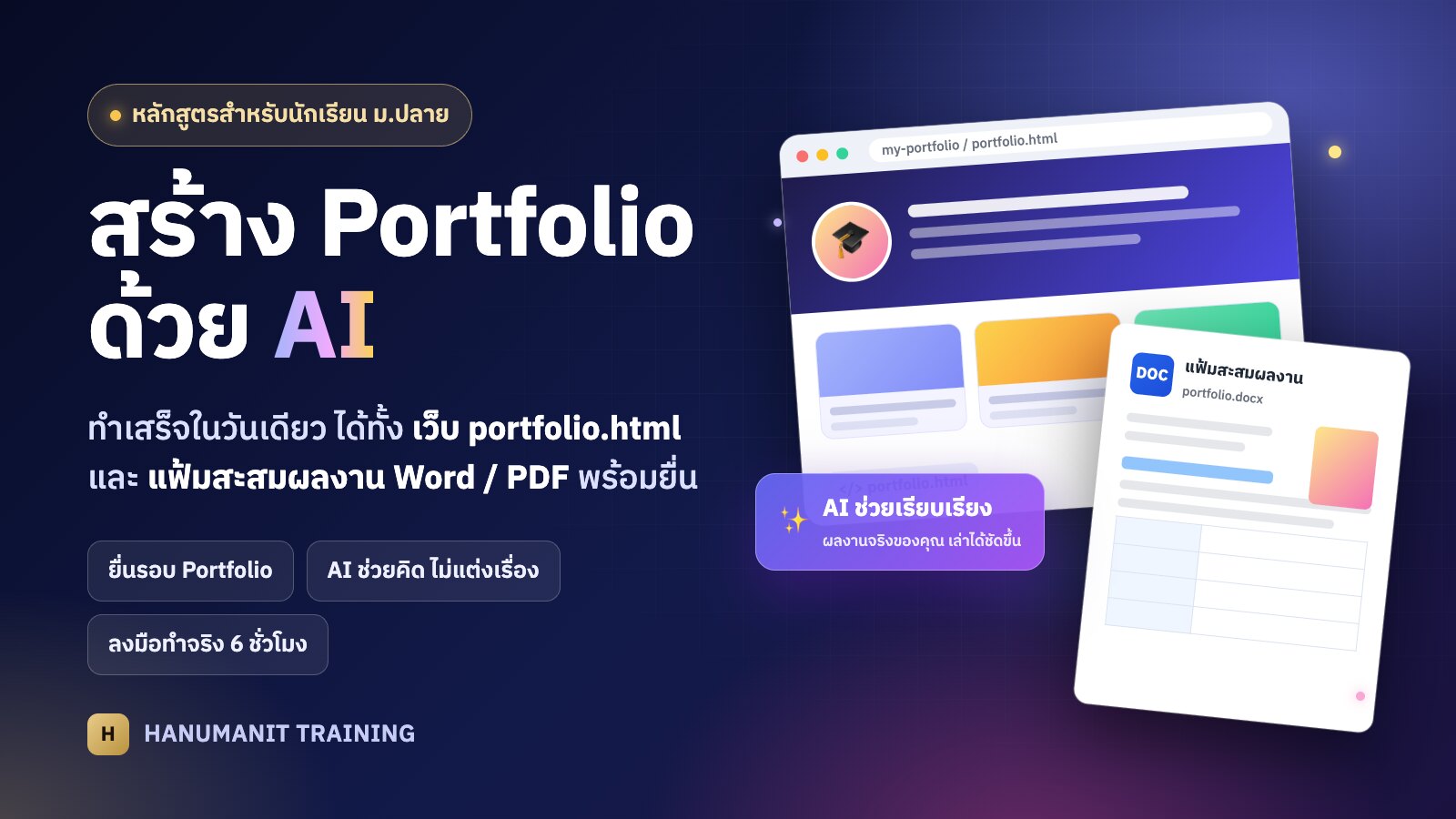 สร้าง Portfolio ยื่นมหาวิทยาลัยด้วย AI สำหรับนักเรียน