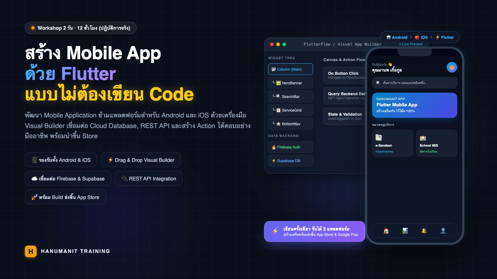 สร้าง Application ด้วย Flutter สำหรับ Android และ iOS แบบไม่ต้องเขียน Code
